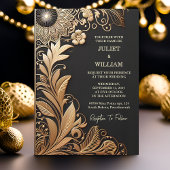 Zon  Kant Bloemen Gouden Folie In reliëf gemaakt B Magnetische Uitnodiging