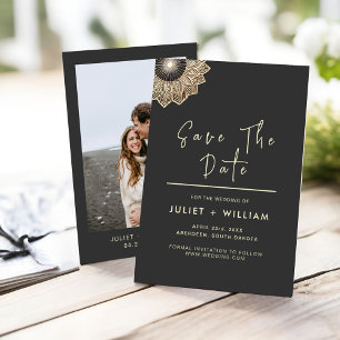 Zon Kant Bloemen Gouden Folie In reliëf gemaakt B Save The Date