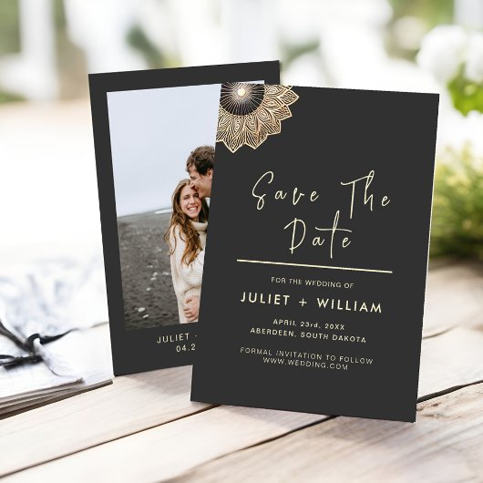 Zon  Kant Bloemen Gouden Folie In reliëf gemaakt B Save The Date