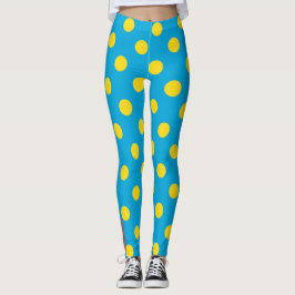 Zon & Lucht: Gele Stippen op Azuurblauwe Leggings