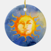  Zon Maan Aquarel Schattig Vintage Hekserij Hemels Keramisch Ornament (Achterkant)