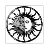 Zon & Maan - blauw groen + je rug. Rubberstempel (Afrduk)