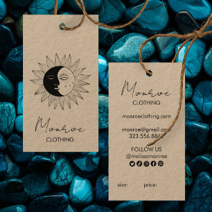 Zon Maan Boho Lijn Kunst KRAFT Sociale HANG TAGS Visitekaartje