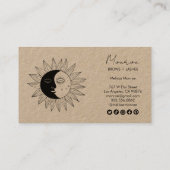Zon & Maan Boho Line Art Elegant KRAFT Sociaal Ico Visitekaartje (Achterkant)