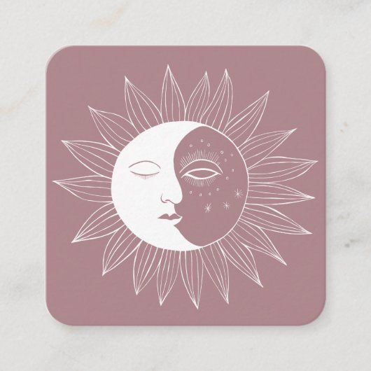 Zon & Maan Boho Line Art Elegant Social Media Icon Vierkante Visitekaartje (Voorkant)