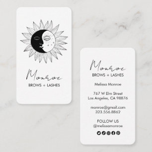 Zon & Maan Boho Line Art Elegante B&W Social Icon Visitekaartje