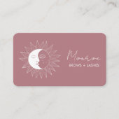 Zon & Maan Boho Line Art Elegante Mauve Social Ico Visitekaartje (Voorkant)