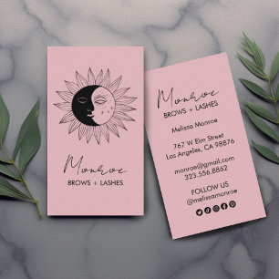 Zon & Maan Boho Line Art Elegante Mauve Social Ico Visitekaartje