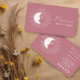 Zon & Maan Boho Line Art Elegante Mauve Social Ico Visitekaartje