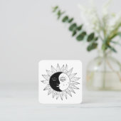 Zon & Maan Elegant Boho Line Art Social Media Icon Vierkante Visitekaartje (Staand voorkant)