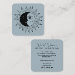 Zon & Maan Elegant Boho Line Art Social Media Icon Vierkante Visitekaartje