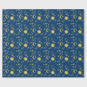 Zon, maan en sterren cadeaupapier (Vlak)