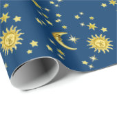 Zon, maan en sterren cadeaupapier (Rol Hoek)