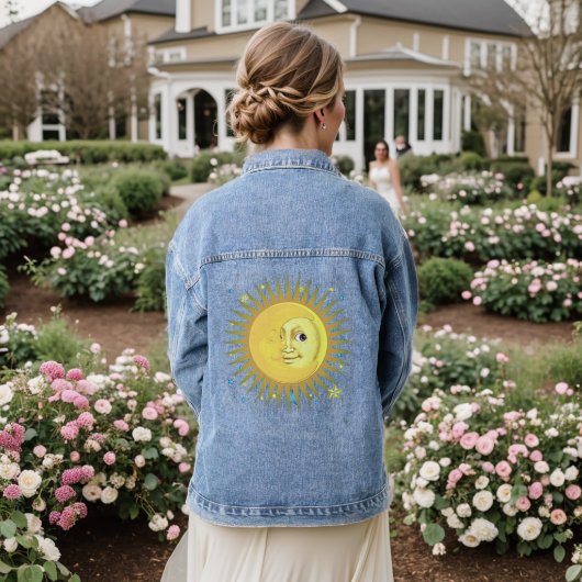 Zon, Maan en Sterren Denim Jacket (Huwelijk Achterkant)
