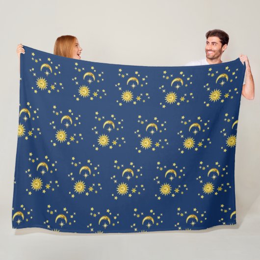 Zon, maan en sterren fleece deken (In situ)