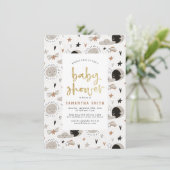 Zon, maan en sterren Goud Geel Neutraal Baby showe Kaart (Staand voorkant)