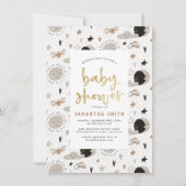 Zon, maan en sterren Goud Geel Neutraal Baby showe Kaart (Voorkant)