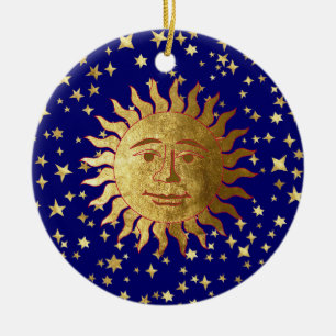 Zon, maan en sterren keramisch ornament