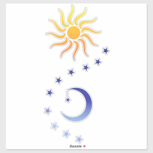 Zon, maan en sterren sticker (Vel)
