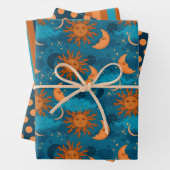 Zon, maan en sterretpapier Reeks 3 Inpakpapier Vel (In situ)