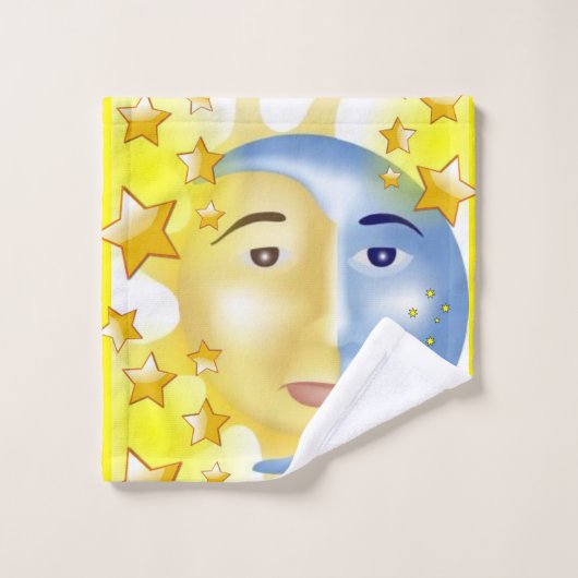 Zon Maan Handen Badkamer Handdoek Sets (Wasdoekje)