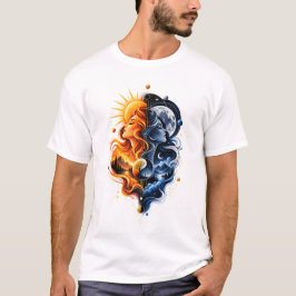 Zon Maan – Hemels Cosmisch Balansontwerp T-shirt