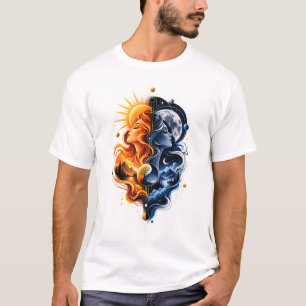 Zon Maan – Hemels Cosmisch Balansontwerp T-shirt