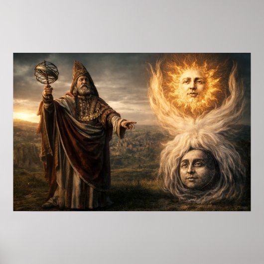 Zon, Maan, Hermes Trismegistus Astrologie Poster (Voorkant)