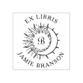Zon & Maan Initiaal Ronde Ex Libris Boek Rubberstempel (Afrduk)