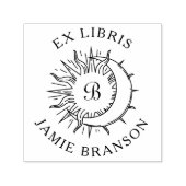  Zon & Maan Initiaal Ronde Ex Libris Boek Zelfinktende Stempel (Design)