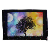 zon maan kosmische zonsondergang met zwarte boom kussensloop (Voorkant-Links)