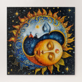 Zon Maan Legpuzzel Hemelse Kunst Cadeau (Horizontaal)