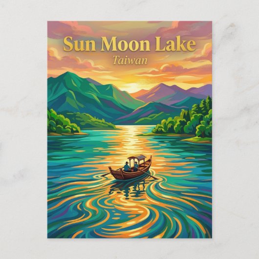 Zon Maan Meer Taiwan Briefkaart (Voorkant)