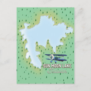 Zon Maan Meer Taiwan navigatiekaart Briefkaart