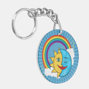 Zon Maan Regenboog Sterren Sleutelhanger
