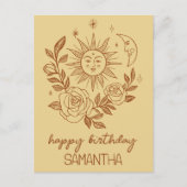 Zon Maan & Rozen Boho Magische VERJAARDAG MET EIGE Briefkaart (Voorkant)