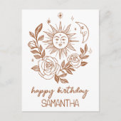 Zon Maan & Rozen Boho Magische VERJAARDAG MET NAAM Briefkaart (Voorkant)
