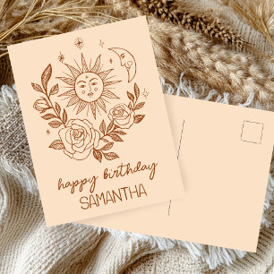 Zon Maan & Rozen Boho Magische VERJAARDAG MET NAAM Briefkaart
