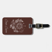 Zon Maan & Rozen Magische Boho Aardse Gepersonalis Bagagelabel (Voorkant horizontaal)