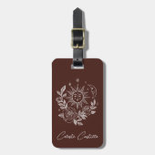 Zon Maan & Rozen Magische Boho Aardse Gepersonalis Bagagelabel (Voorkant verticaal)