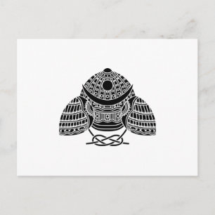 Zon maan Samurai helm Briefkaart