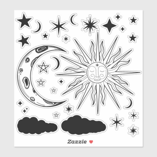 Zon Maan & Sterren Astrologie Esoterische magie Sticker (Vel)