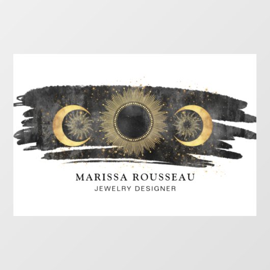 Zon Maan Sterren Goud Zwart Wit Sieraden Ontwerper Raamsticker (Vel)