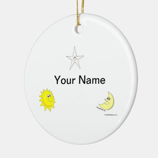 Zon, maan, sterren keramisch ornament (Links)