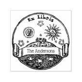 Zon Maan Sterren Ocean Earth Ex Libris Zelfinktende Stempel (Design)