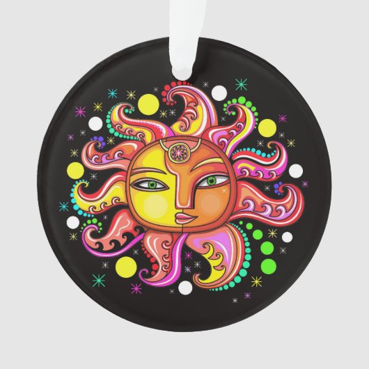 Zon Maan Sterren Sunface Ornament (voorkant)
