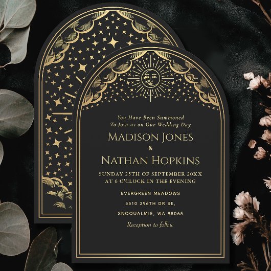 zon maan tarot Kaart boog bruiloft