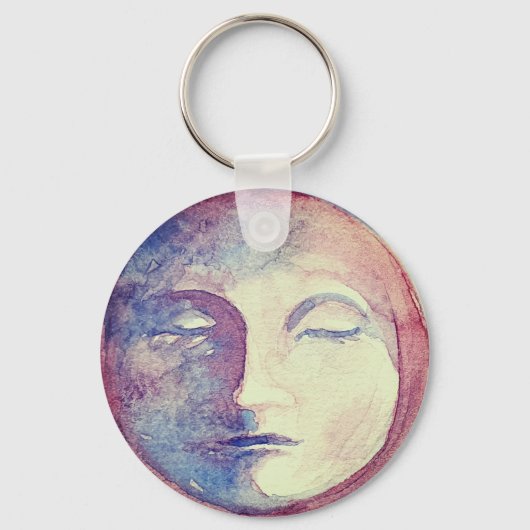 Zon Maan Waterverf Schattige  Witchy Celestial Sleutelhanger (Voorkant)