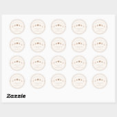 Zon & Maan Whimsical Handgetekende Hemelse Bruilof Ronde Sticker (Vel)