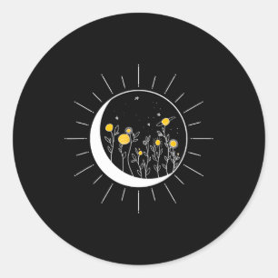 Zon Maan Zonsverduistering Bloemplaneten Grappige Ronde Sticker